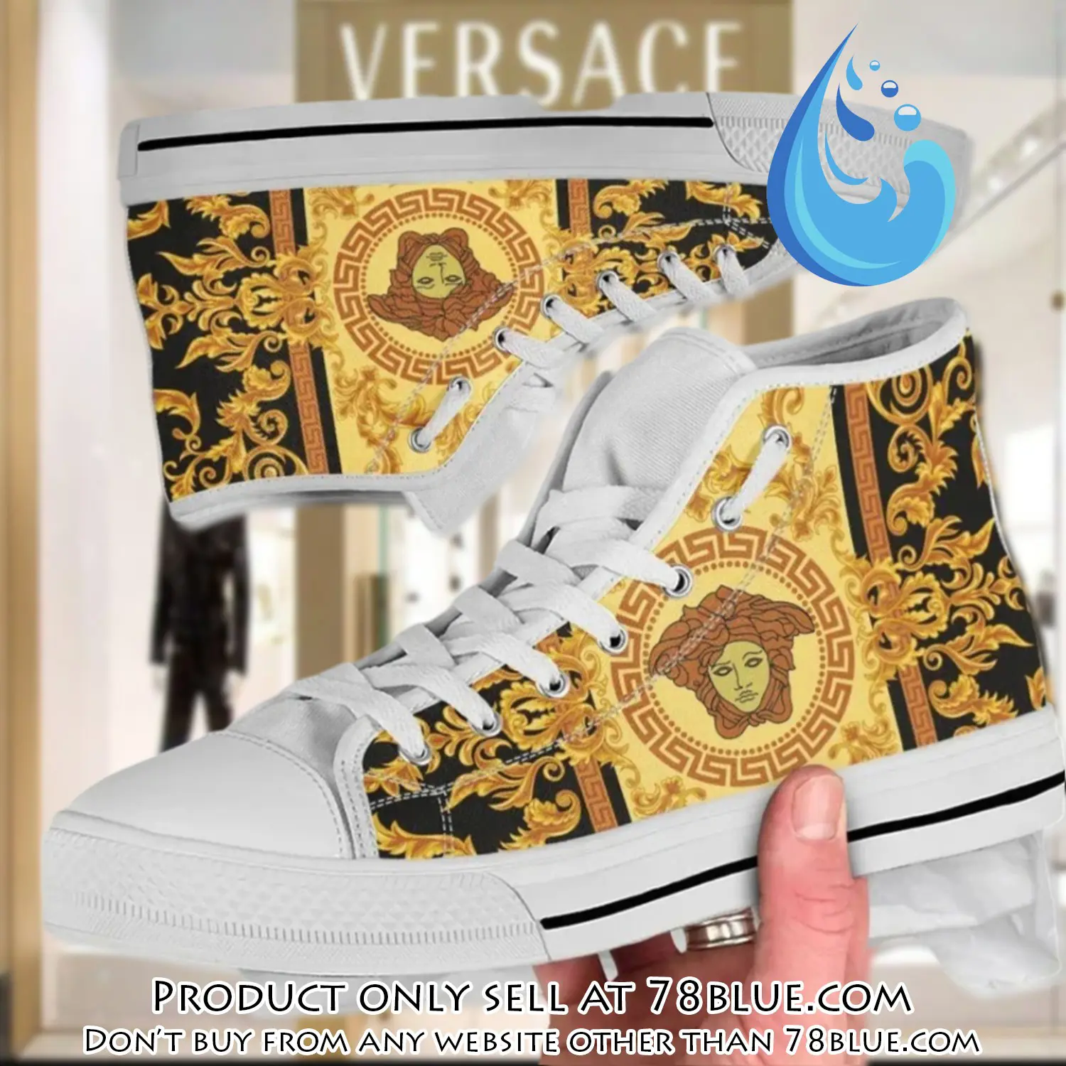 Versace medusa golden high top canvas shoes luxury brand gifts for men women 78b0028052